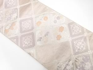 アンティーク　斜め格子に花模様織り出し袋帯（材料）